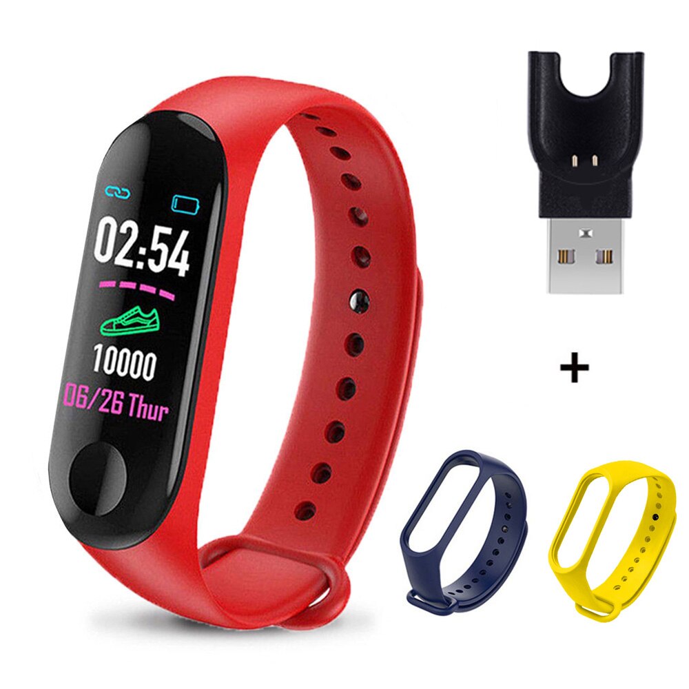M3Plus Sport Smart Wristband Bracelet Strap Men SmartBand Call Heart Rate Fitness Tracker M3 Plus Smart Watch For IOS Android: Red Blue Yellow
