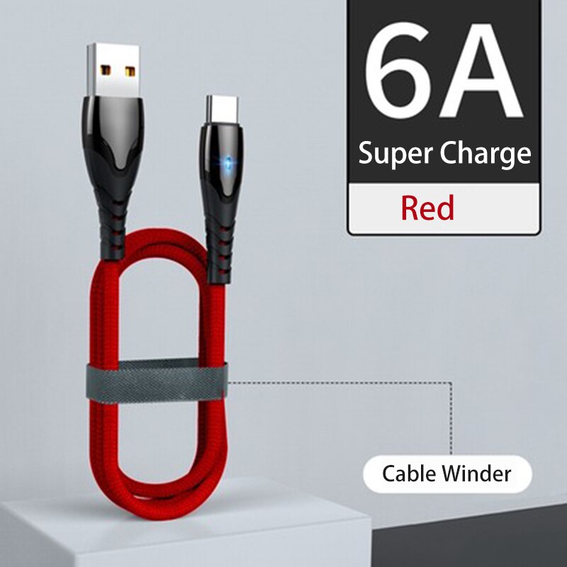 65W 6A Supervooc 2.0 Kabel Voor Oppo Reno 6 5Pro 5G 4 3 Vinden X3 X2 X F19 a74 Realme Snelle Opladen Kabel Usbc Carga Rapida 66W 50W: Red / 2m