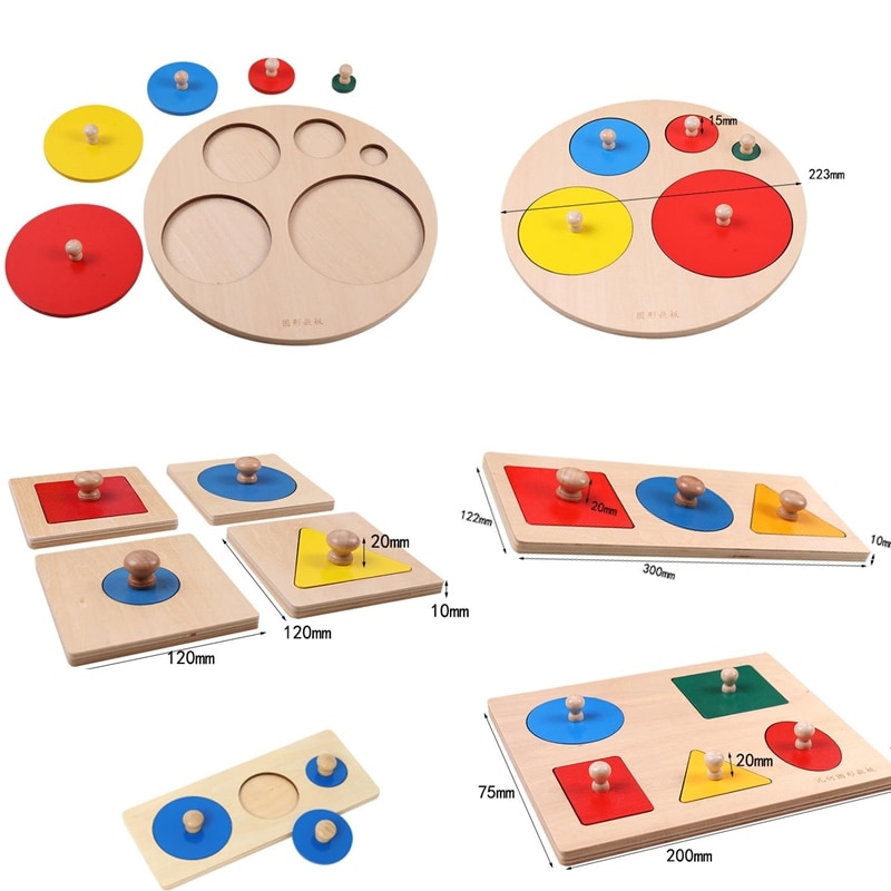 Forme in legno Geometriche Ordinamento Matematica Montessori Di Puzzle Colorato di Apprendimento In Età Prescolare Gioco Educativo Giocattoli Del Bambino del bambino