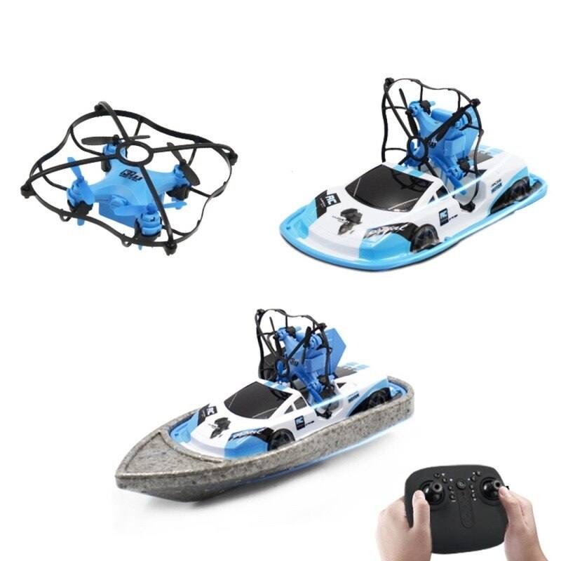 3 in 1 gw123 2.4g fjernbetjening triphibian drone quadcopter båd køretøj legetøj rød/blå