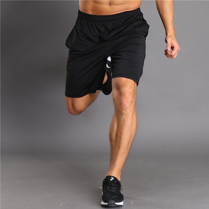 Barbok herre gymnastiksal yoga shorts sommer kalv-længde jogger shorts elastisk hurtigtørrende fitness træning træningsbukser: L / Sort
