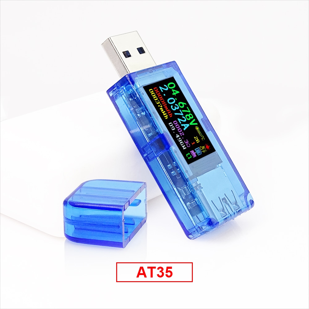 AT34 AT35 USB 3,0 farbe LCD Voltmeter Amperemeter Spannung Strom Meter Multimeter Batterie Ladung Power Bank USB Tester: AT35