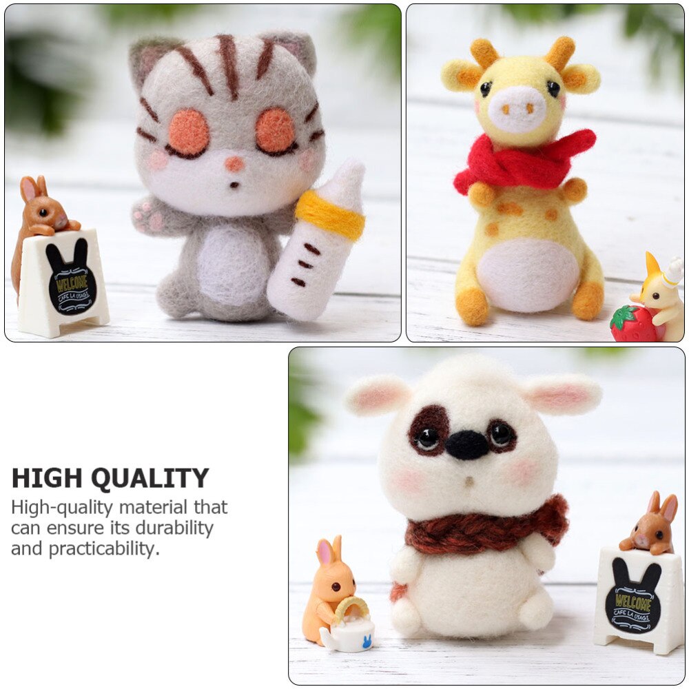 4 Sets Wool Felting Animals Kit DIY Non Finished Handcraft Material