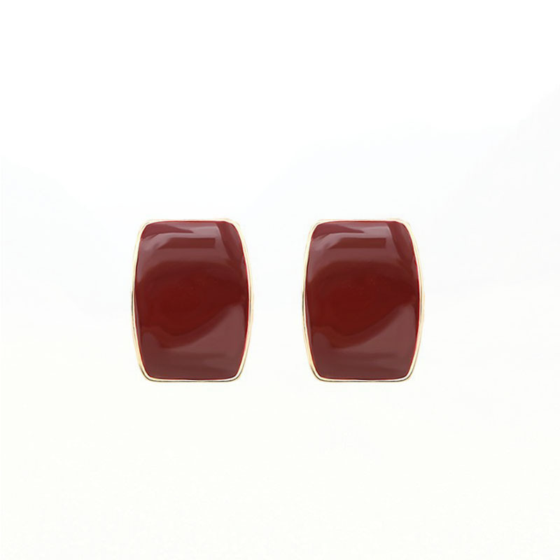 Phnom Penh-pendientes de estilo de Hong Kong para mujer, aretes, estilo Retro, color vino tinto, de alto nivel, con sensación de sencilla y temperamento frío, joyería