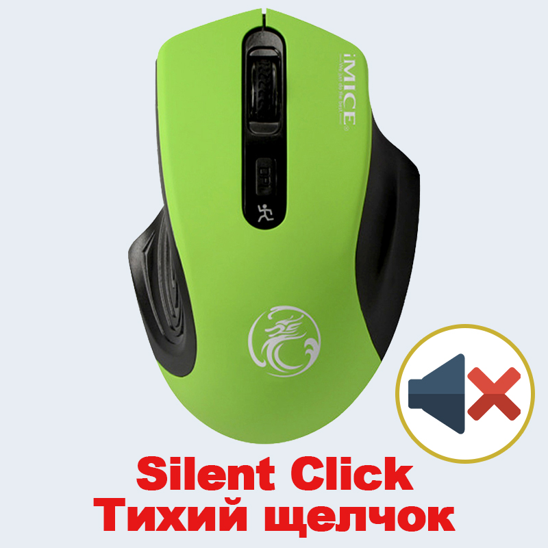 USB Wireless Mouse 2000DPI USB 2.0 Receiver Optical Computer Mouse 2.4GHz Ergonomic Mice For Laptop PC Sound Silent Mouse: Green Silent Click