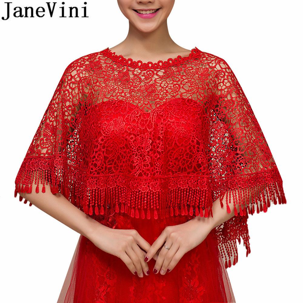 Janevini womens lindo nupcial cabo ombro bolero vermelho casamento formal noite floral rendas envoltórios e xales encolher casaco feminino