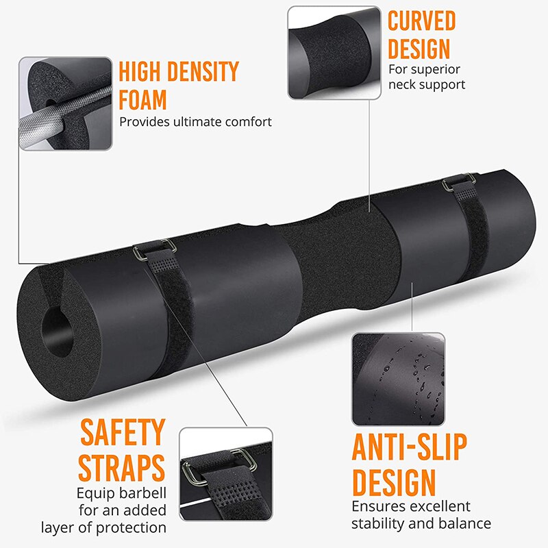 Almohadilla para sentadillas, mancuerna con correas de fijación, Protector para cuello y hombros, equipo de gimnasio para culturismo, levantamiento de pesas