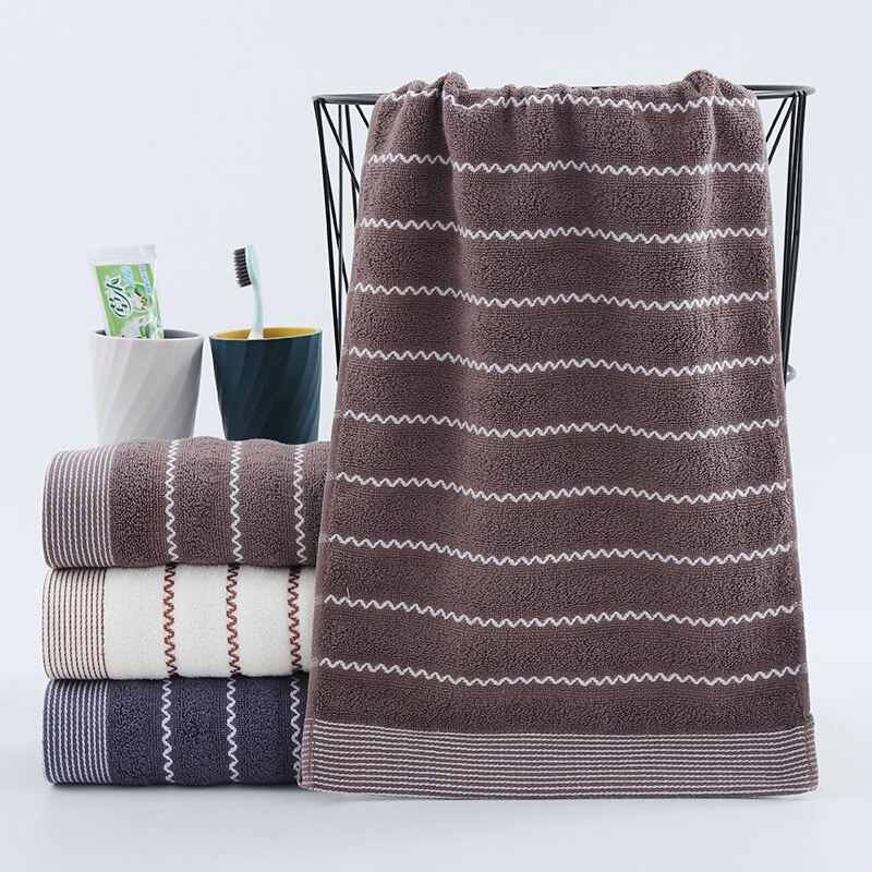 1/2/3pcs/set Bath Towel Adult Thickening Strong Absorbent Bath Towels Cotton Household Men Women Couple Big Towels Beach Towel: 34x74cm Brown 2pcs