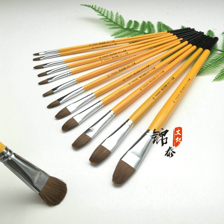 3 uds. De pincel para pintar al óleo/acuarela HECHO DE Pelo de lobo 1-12 pincel para pintar Número de lengua de pato, artículos de dibujo artístico de cabeza plana