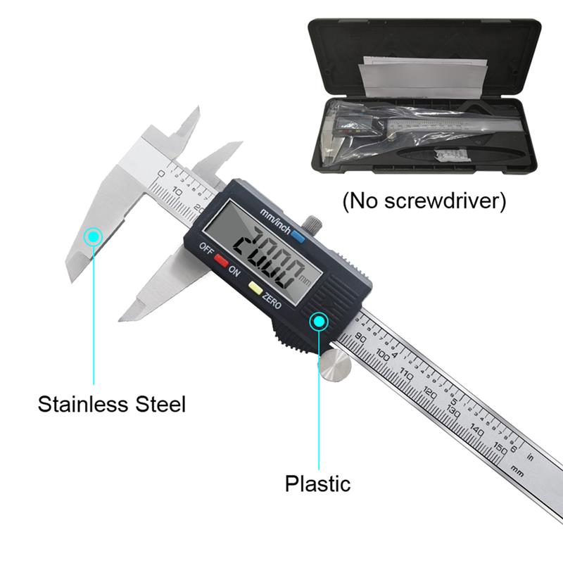 Digital Display Vernier Caliper Micrometer 150mm Accurate Ruler Exterior Interior Depth Measuring Tool Measurement Instrument