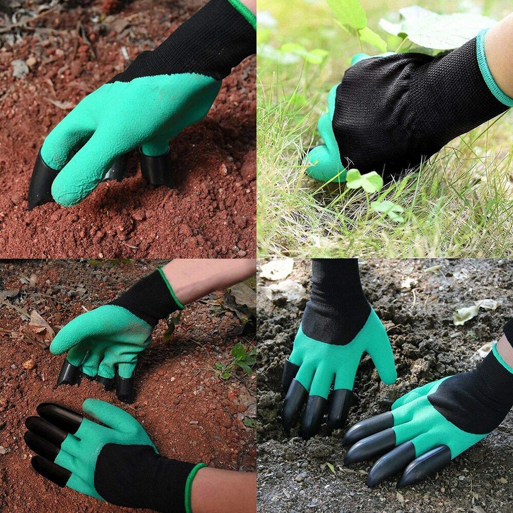 2 Pairs Gardening Gloves with Claws Puncture Resistant, Waterproof Safe Garden Gloves for Digging, Pruning &amp; Planting