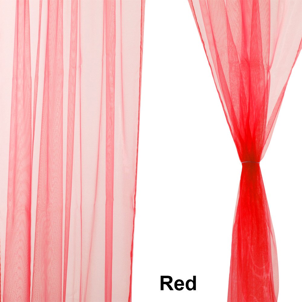 Pair (2 Panels) Of Tulle Curtains Solid Sheer Curtains Tulle Window Voile Net Curtains Window Screen Home Kitchen Living Room De: red