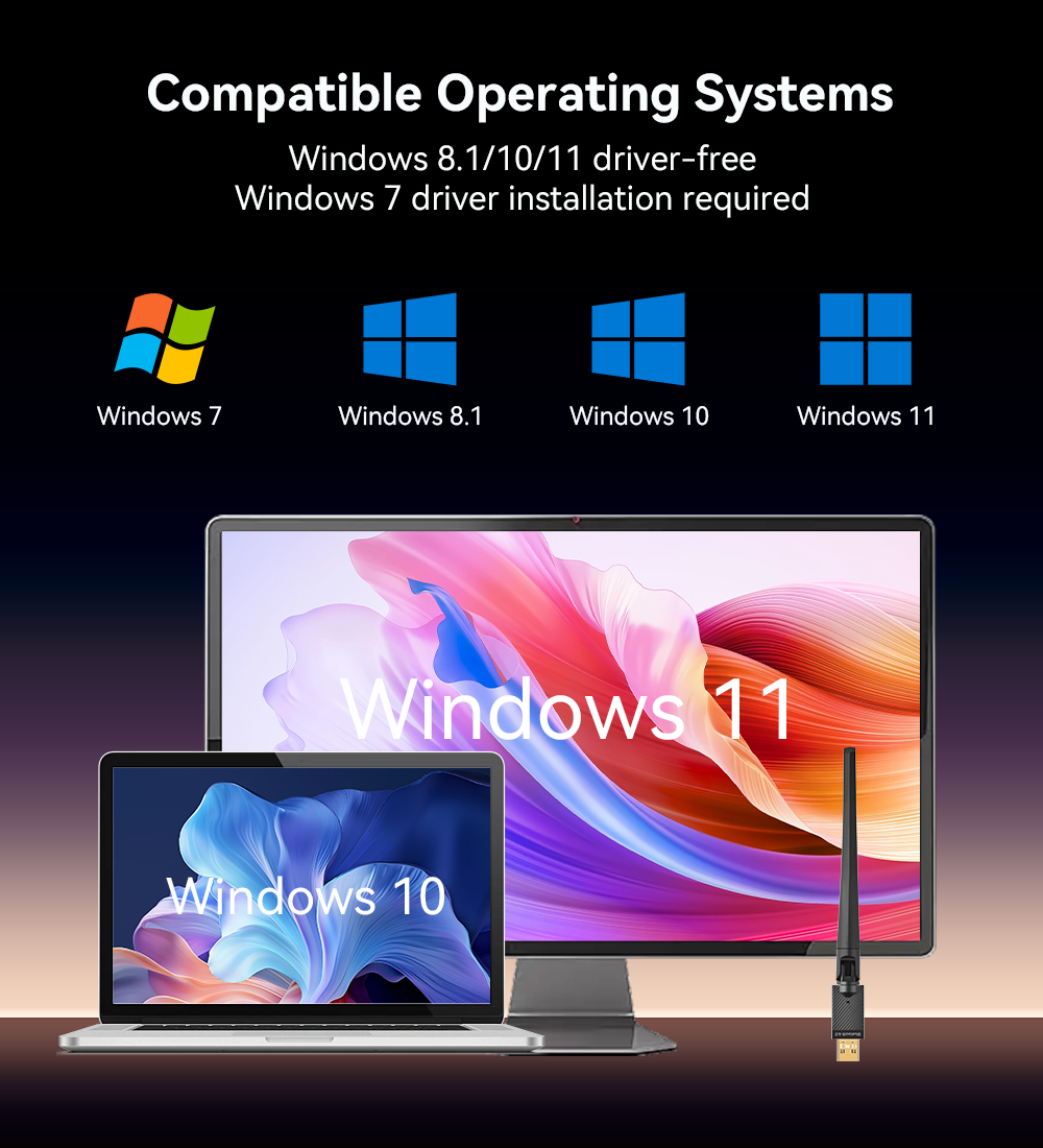 USB Bluetooth 6.0 Adapter Wireless Audio Receiver Transmitter for PC Mouse Keyboard Headphone Speaker Win 8.1/10/11 Driver Free