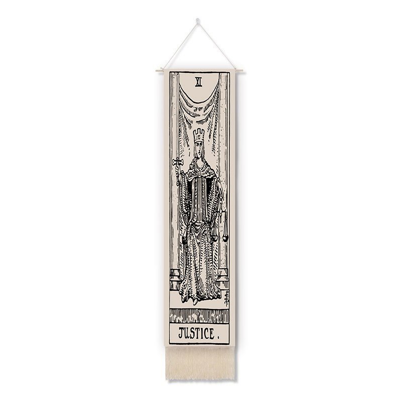 Tapiz de pared de Tarot de Luna nocturna, Mandala, decoración del hogar, imágenes colgantes de dormitorio, diagrama de eje de algodón y lino de macramé