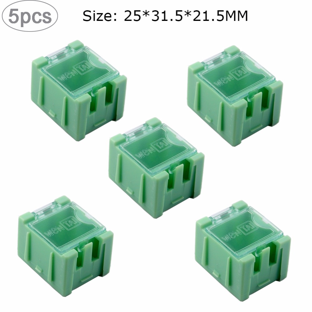 5 stks SMT SMD Elektronische Componenten Opbergdoos IC Component Box Container 1 # Groen 25*31.5*21.5mm