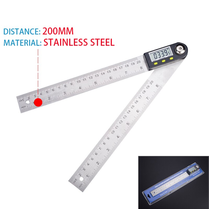 200mm digital instrument angle inclinometer angle digital scale electronic goniometer protractor angle detector: JS-200MM  pack