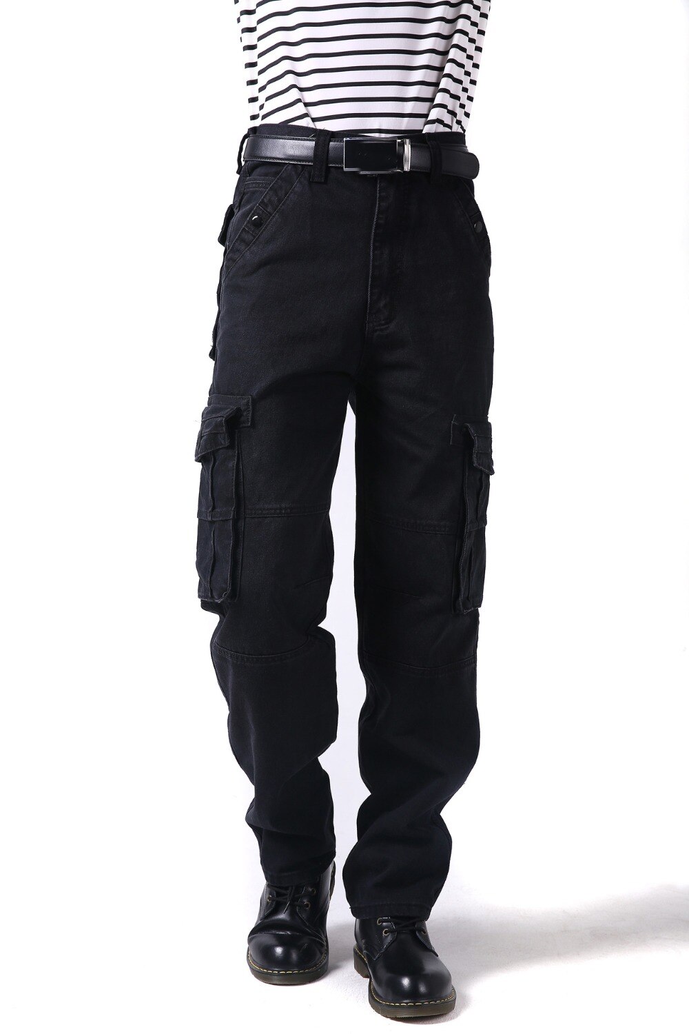 Plus Size Russian Style Mens Cargo Jeans With Cargo Pocket Baggy Cargo Pants Denim Black Realaxed Loose Straight Jeans For Men