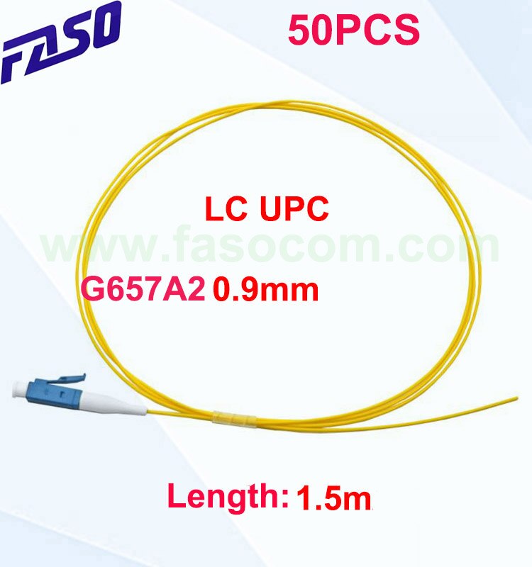 ]50Pcs LC UPC Optical Fiber Pigtail Single Mode Sx Core G657A2 0.9mm Pigtail LSZH Yellow Jacket 1.5m