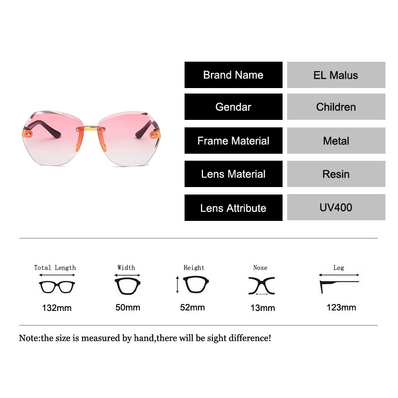 Art Nette Oval Randlose Rahmen Sonnenbrille freundlicher freundlicher Grau Rosa Blau Objektiv Jungen Mädchen UV400 Schutz Brillen