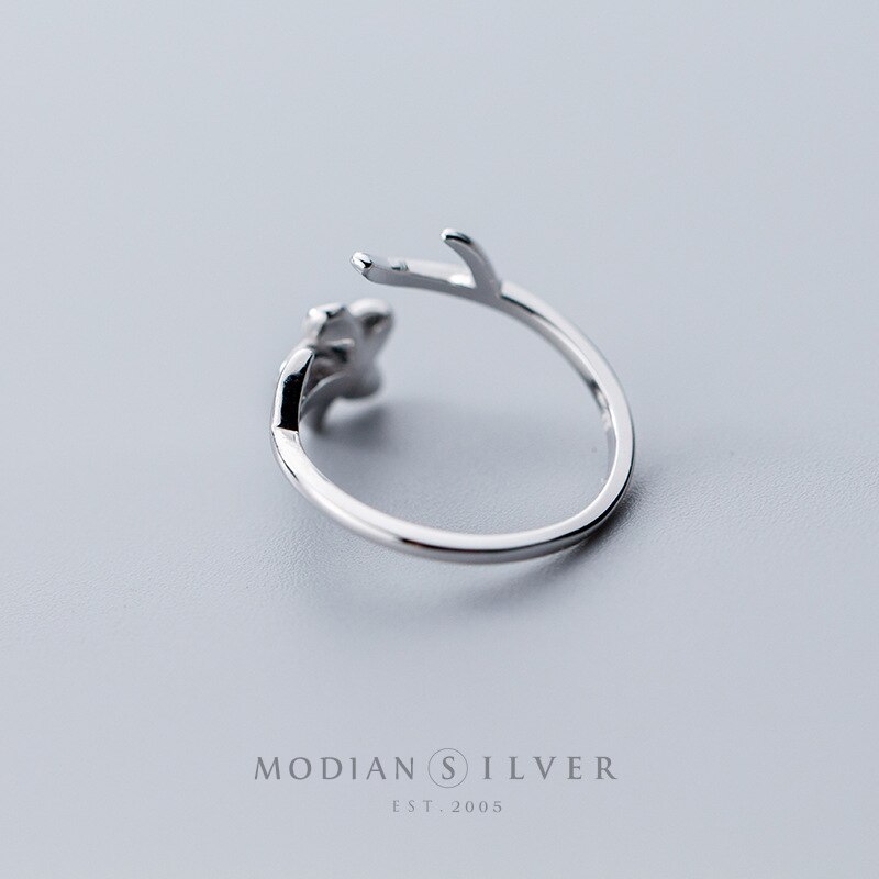 Modian 925 Sterling Silver Lovely Plum Blossom Flower Branch Rings For Women Free Size Rings Fine Jewelry