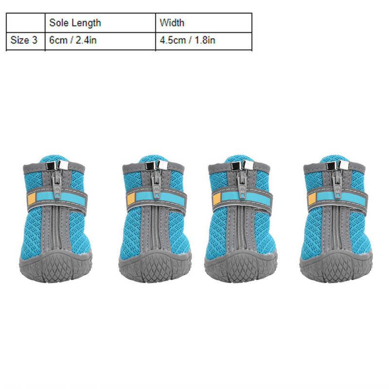 Chaussures imperméables antidérapantes pour animaux de compagnie, bottes de neige, légères, respirantes, pour chien, petit chiot, 4 pièces: Size 3