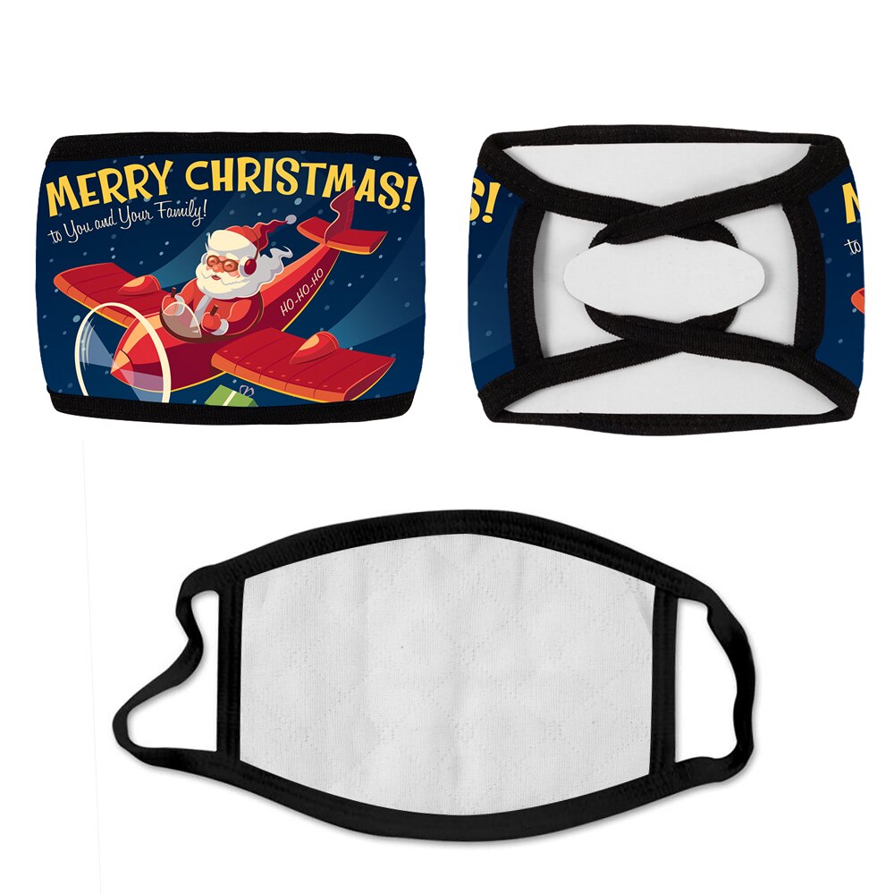 10 pièces/ensemble masque de noël mignon noël bonhomme de neige impression masque doux respirant réutilisable lavable visage couverture de noël décor