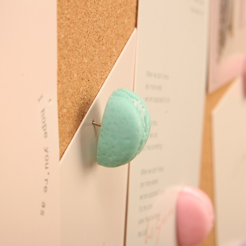 Mogii skole &amp; kontorartikler brevpapirnåle macaronformede tryknåle søde dekorative tommelfingerstifter til korkplade