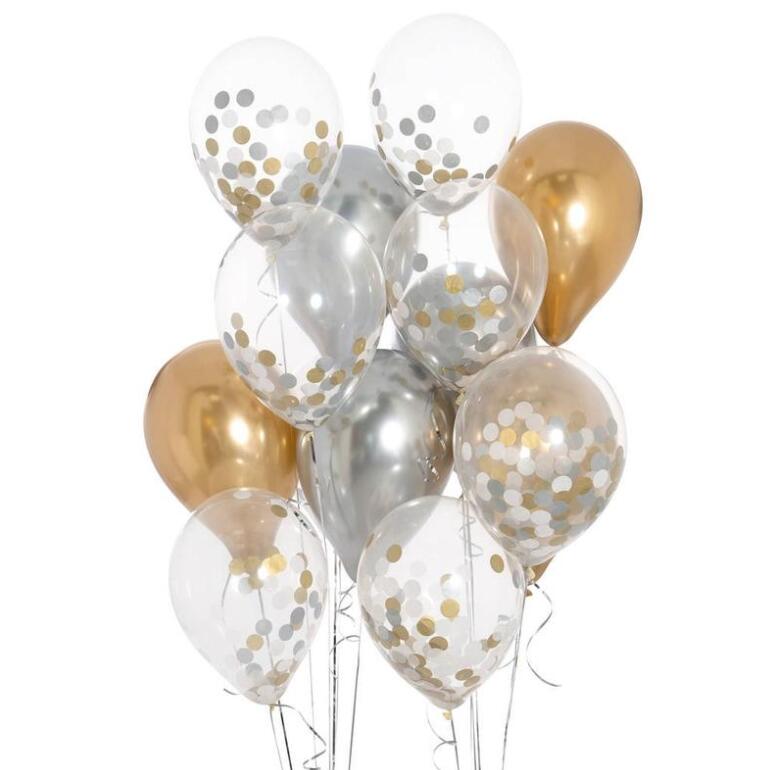 12 Stks/partij 12Inch Goud Roze Blauw Ballonnen Goud Zwart Rood Confetti Bruiloft Verjaardag Party Decor Helium Baby Shower levert: set 5