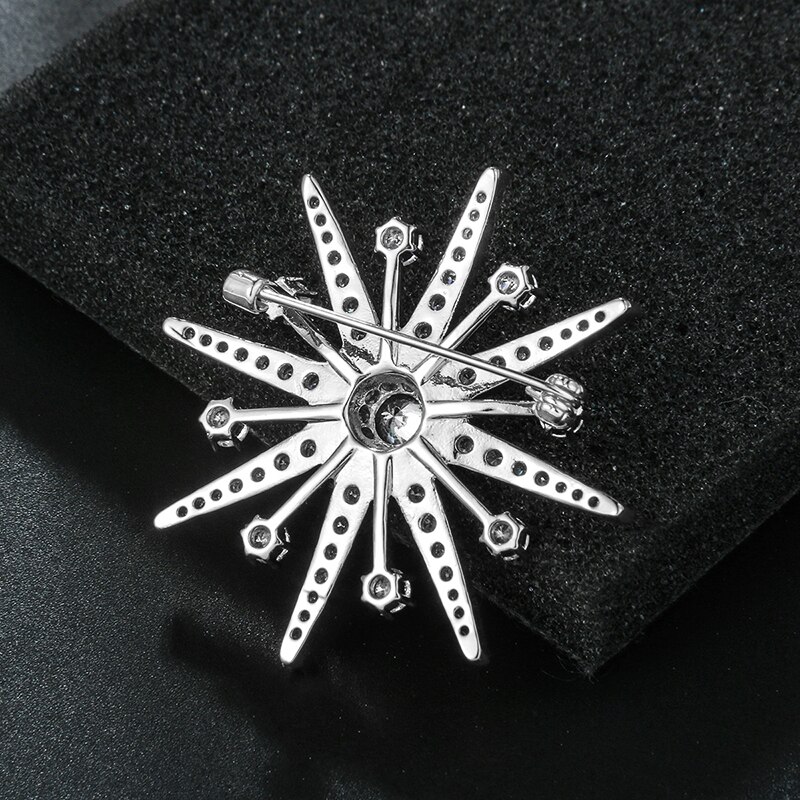 WEIMANJINGDIAN Cubic Zirconia Starburst Brooch Pins for Women Dress Jewelry Accessories