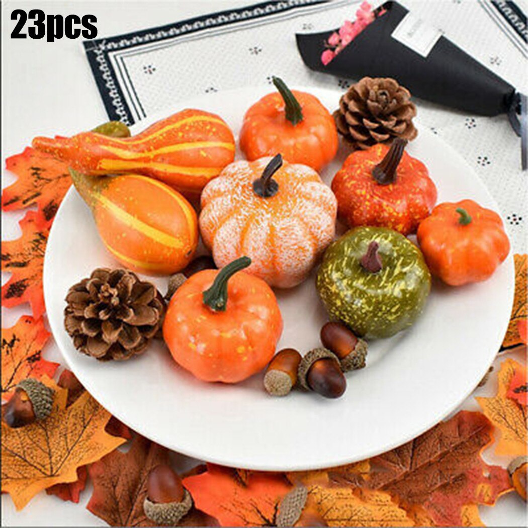 Kunstmatige Pompoen Prop Mini Pompoen Diy Kalebas Acorn Bessen Esdoornblad Voor Halloween Thanksgiving Thuis Oogst Decoratie