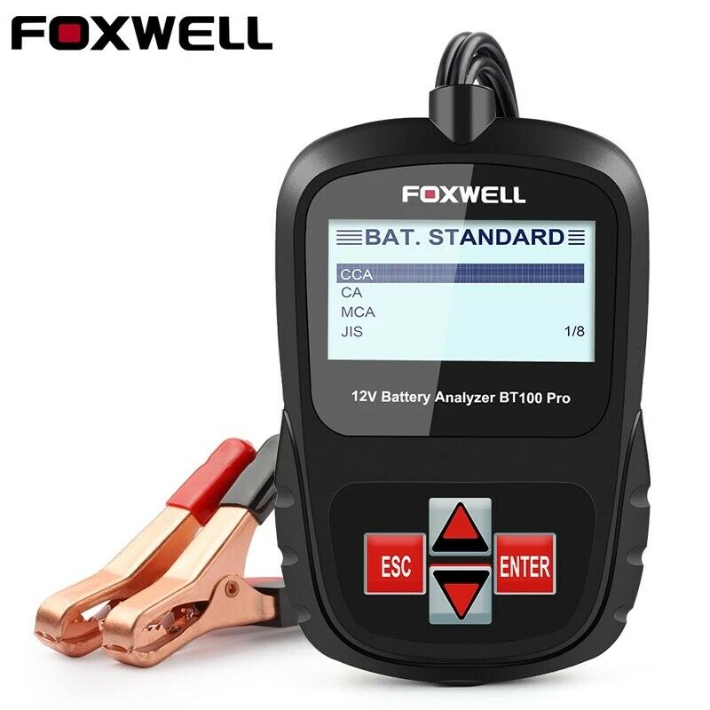Foxwell  bt100 pro bilbatteri tester 12v 100-1100 cca batteritester last batteri analysator test bil diagnostisk verktøy for agm gel