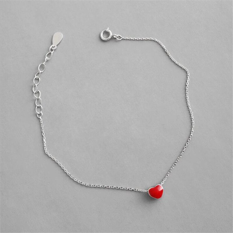 Nouvelle belle 925 bijoux en argent Sterling Bracelets amour coeur rouge Simple personnalité doux Bracelets SB65