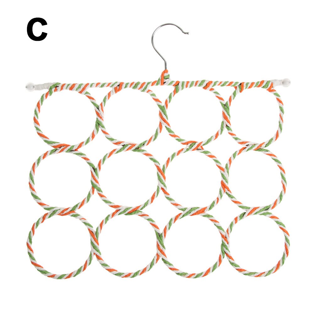 1PC Portable Multi Purpose Rattan Circle Circle Shape Scarf Hanger Tie Clothes Rack Storage Racks Space Saving Closet Organizer