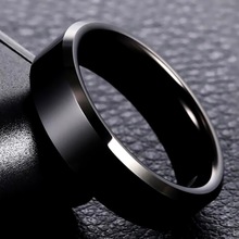 Fdlk Mode Zwarte Stalen Ring Eenvoudige Gladde Ring Heren Rvs Black Party Ring