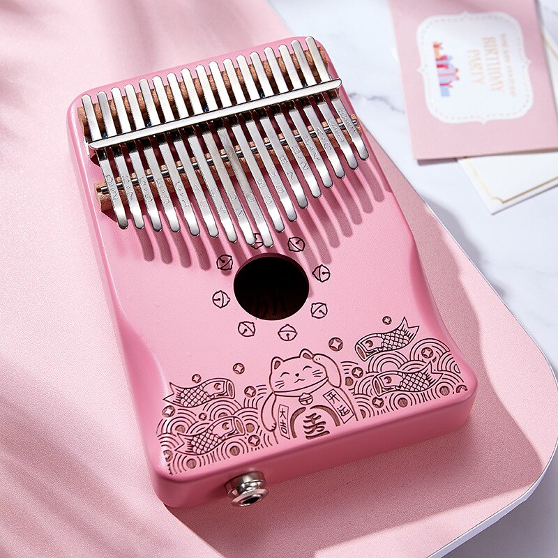 Thumb Piano Roze Kalimba 17 Sleutel Kalimba Vinger Duim Piano Kalimba Gewone Model Elektrische Doos Model Handheld Muziekinstrument: Cat Electric Box