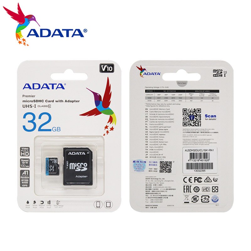 Adata Originele Micro Sd-kaart 256Gb 128Gb 64Gb 32Gb 16Gb Flash Card High Speed Memory kaart C10 Tf Kaart Tot 100 Mb/s Voor Telefoon