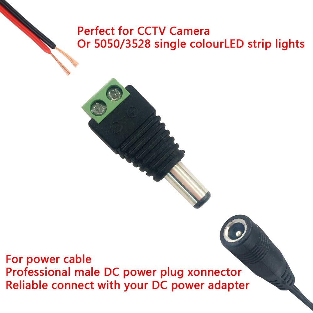10 pares 12V macho + hembra 2,1 MM x 5,5 DC enchufe adaptador conector para cámara CCTV