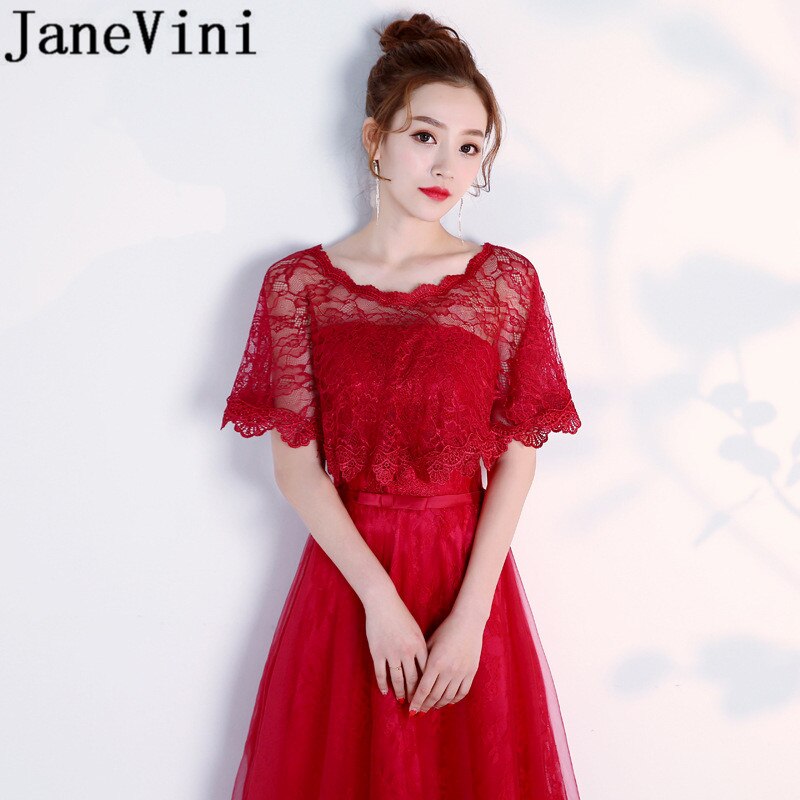 JaneVini Black Evening Shrug White Lace Bridal Wrap Boleros Cape Etole Mariage Women Short Wedding Bolero Jacket