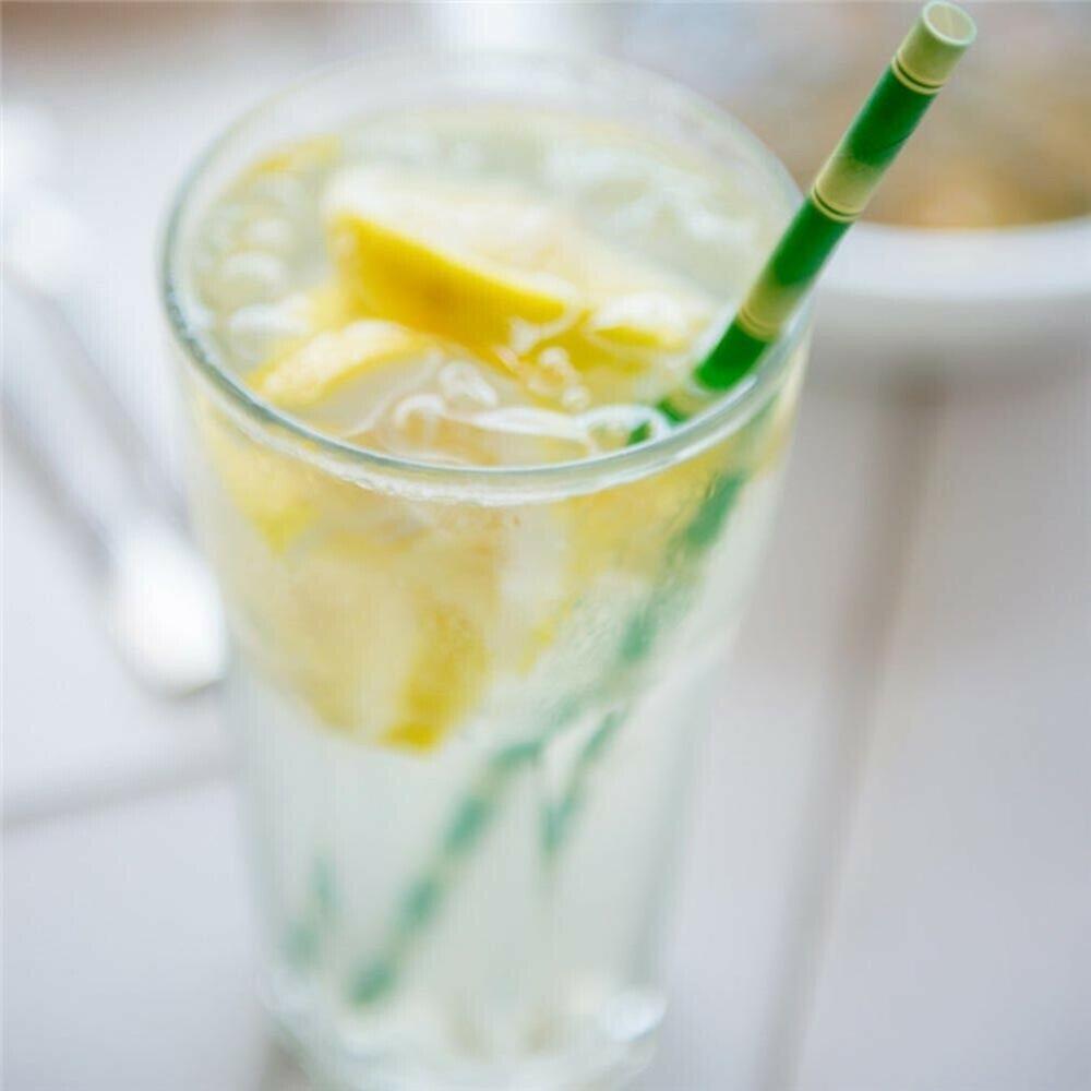 25 stk biologisk nedbrydelige sugerør af bambus papir stribet fødselsdagsfest bryllup dekorationer cocktail sugerør