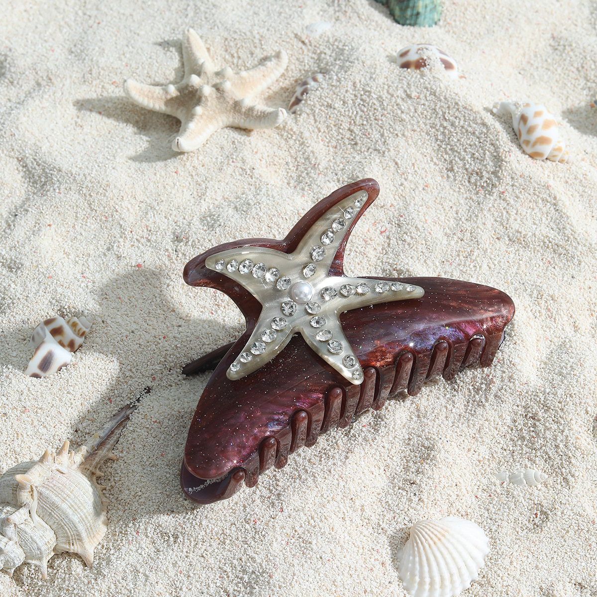 Strand-Seestern-Serie-Kollektion, Haarklammer, bunter Fisch, Algen, Seestern, Krabben-Haarspange, Hai-Clip für Damen, Haar-Accessoire: MULTI