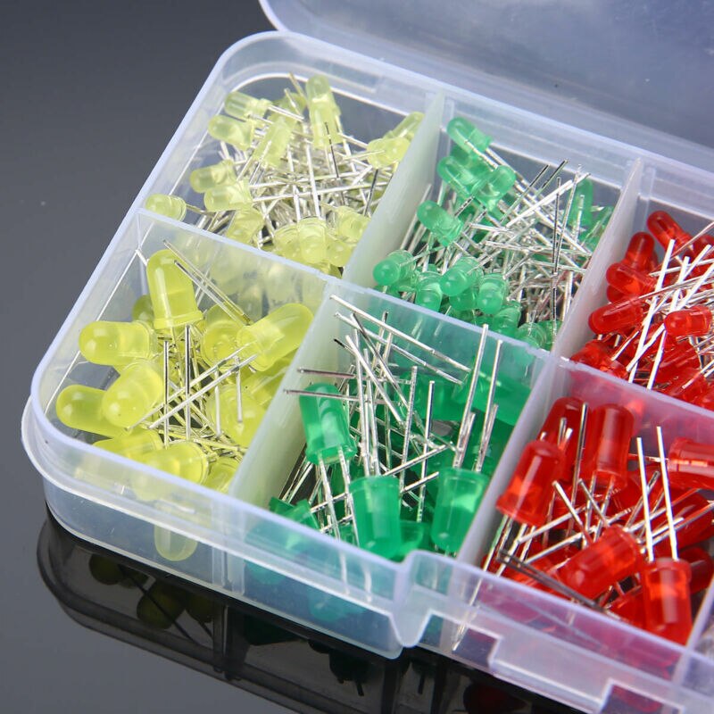 300pcs 3mm 5mm LED Diodes Emitting White Yellow Red Green Blue Assorted Kit DIY