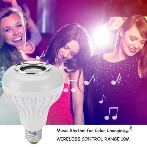 LED Wireless Bluetooth Bulb Light Speaker RGB 12W Smart Music Play Lamp+Remote