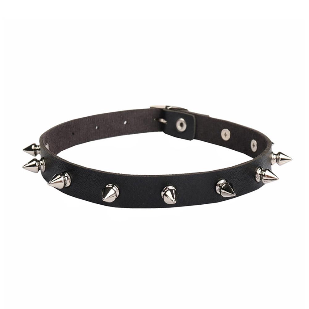 Gargantilla de cuero PU negro para mujeres y hombres, Gargantilla de motociclista con punta gótica Punk, Collar de cuero PU con tachuelas, Collar de Rock: Default Title