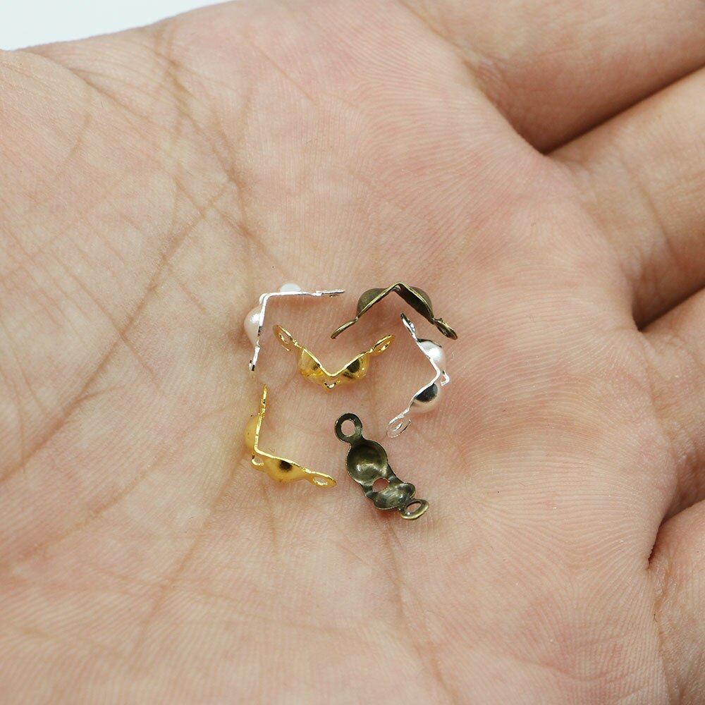 Connecteurs de chaîne à billes 4x7mm, fermoirs, pointe de perle, coquille de palourde pour bricolage, collier, Bracelets, accessoires de fabrication de bijoux, 100 – 1200 pièces/lot