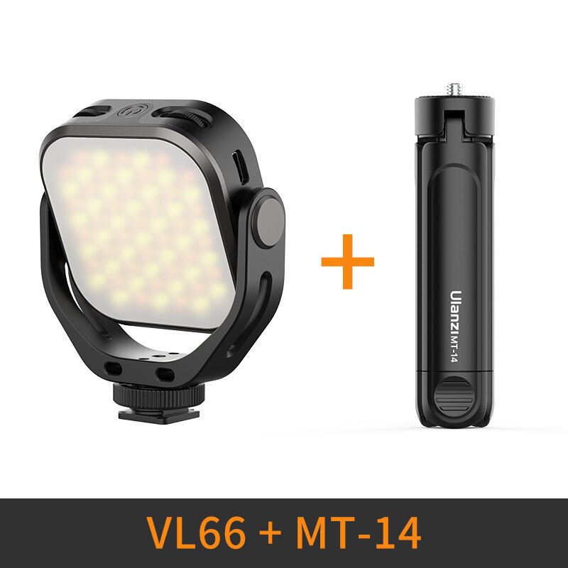 Vijim-luz de led com rotação 3200 ° vl66, luz de preenchimento 6500k-360 k para vlog, com bateria de 2000mah integrada e suporte para luz fria: VL66 with tripod