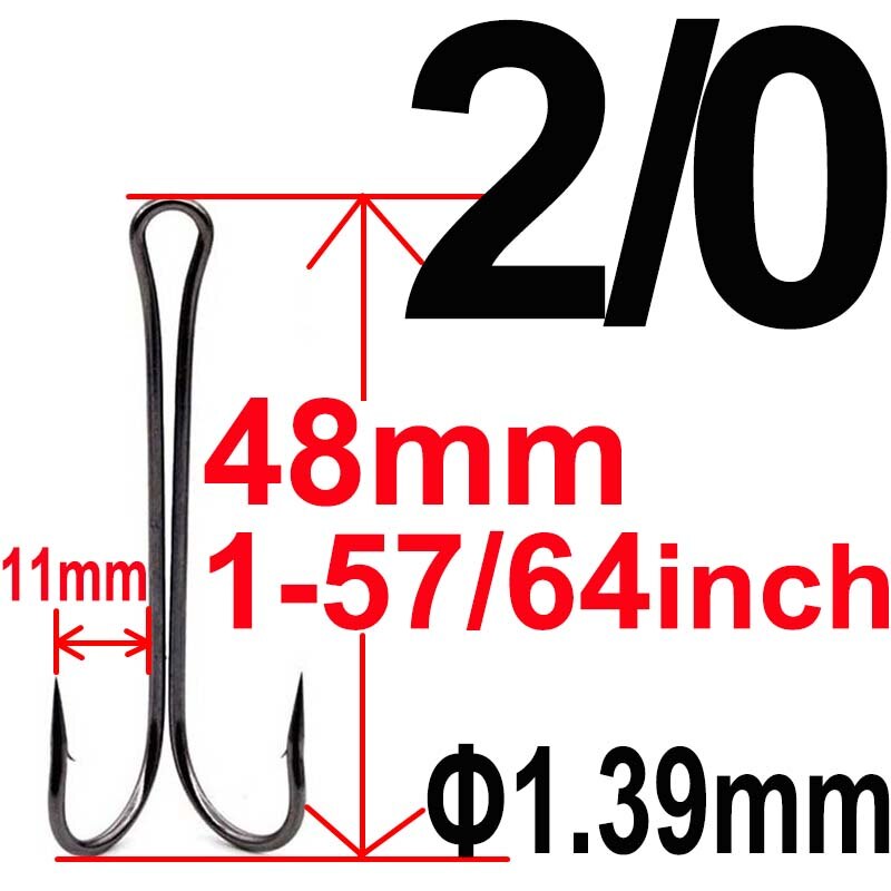 20 stücke mit Kasten Lange Schaft Doppel Haken Kraut Angeln haken Fliegen Binden Duple Haken für Jig Bass Fisch angeln angelgerät Für Weiche Locken: 2l0