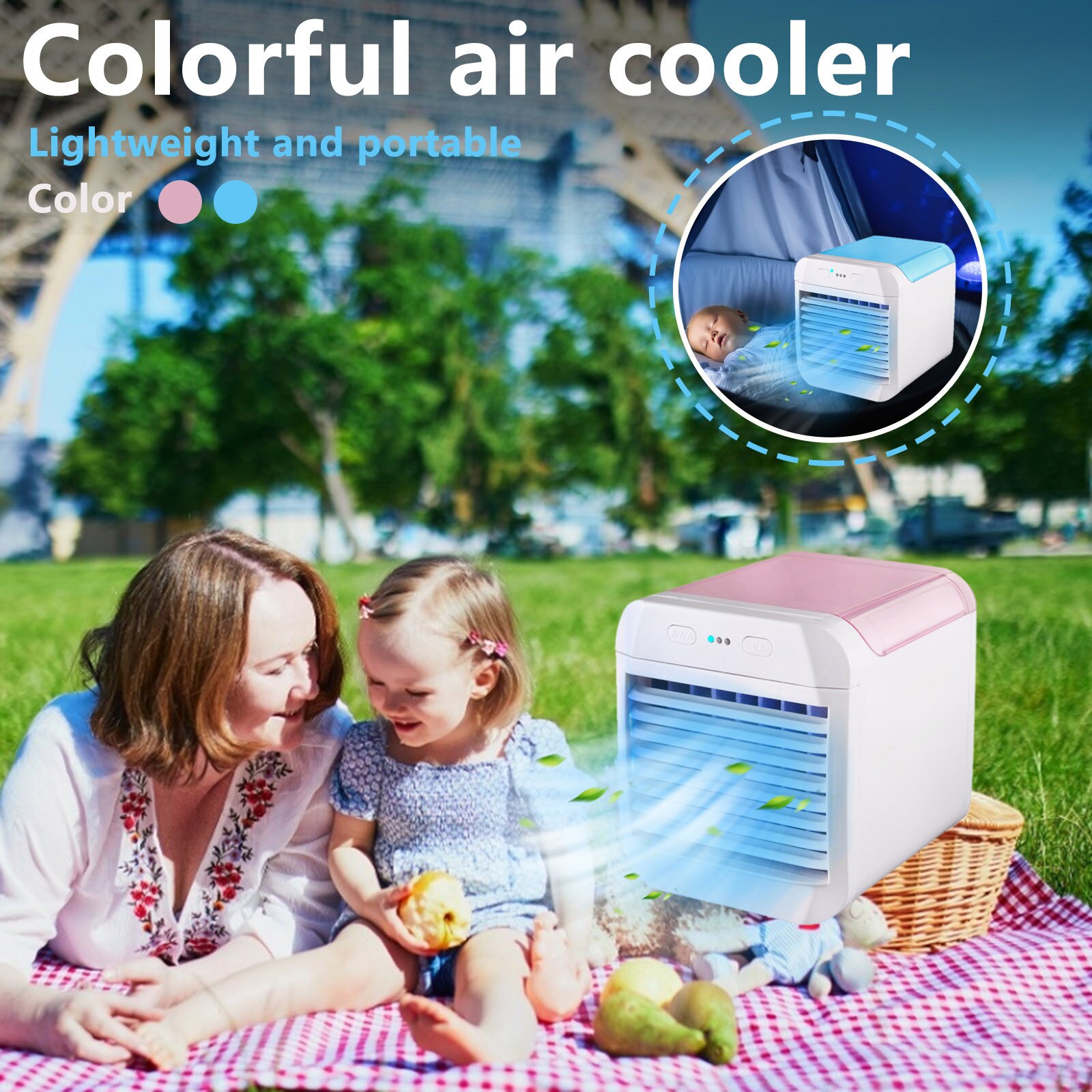 Portable Mini Air Cooler USB Ice Crystal Small Air Conditioner Portable Cooling Fan for Office Room Bedroom Desktop Humidifier
