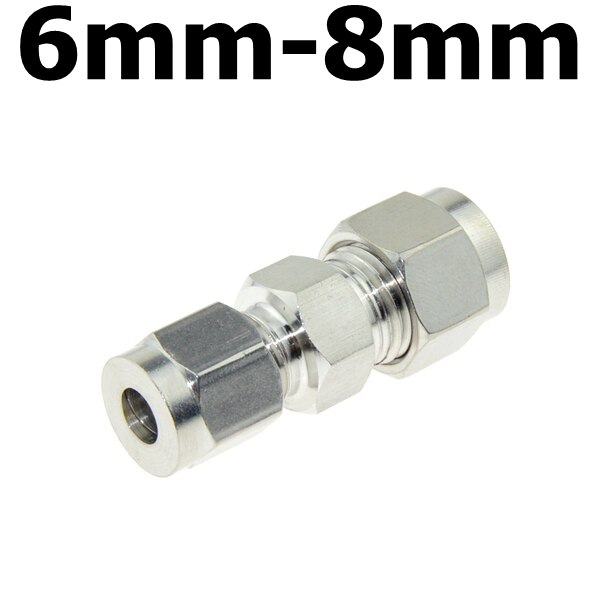 Compressor Fitting Reducer Union 1/8" 1/4" 1/2" 6mm 8mm 10mm 12mm OD Pipe Ferrule Tube Coupler Connector Stainless Steel 304: 6mm-8mm