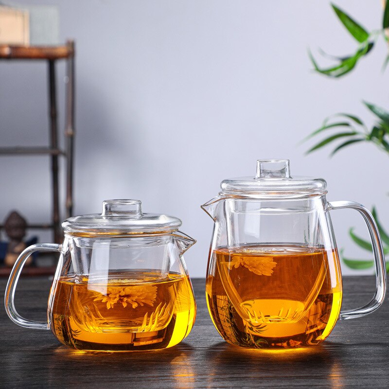Chá de vidro infusor bule de chá resistente ao calor chinês kung fu conjunto de chá puer chaleira cafeteira vidro escritório bule 500ml