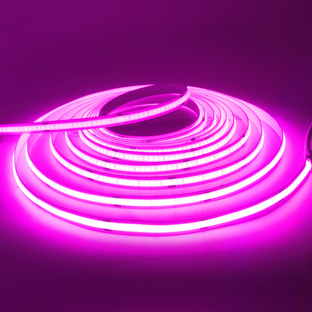 Tira de luces LED COB para iluminación trasera de TV, cinta Flexible de 5V CC, USB, 320LED/M, Blanco/azul hielo/rosa/amarillo/rosa/rojo/verde, lámpara de noche: Rosa / 5 m